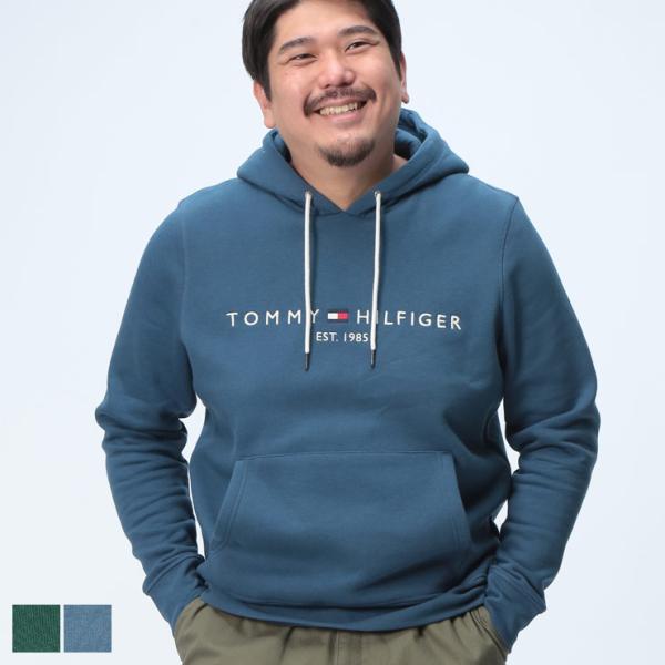 トミーヒルフィガー 長袖 パーカー メンズ 大きいサイズ プルオーバー ロゴ刺繍 ポケット付きトップ...