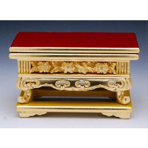 上卓上前彫純金箔6.0号華瓶卓 真宗大谷派用（東） ｋ/金仏壇27号30号31号など大型の仏壇用の上...