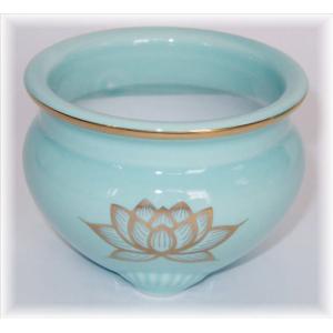青磁の香炉 香呂 青磁色 上金蓮 香炉 机上香炉 3寸 陶器製 前香炉 3.0号 胴径約9