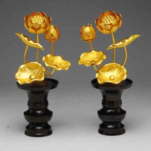 お仏壇用仏具（花立て）の定番品【常華（金蓮華）】サイズ：小 送料