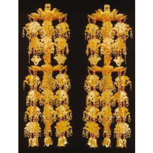 輪灯瓔珞二重六段アルミ金色4.0号（1対入）/仏具ようらくヨウラク