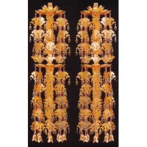 輪灯瓔珞二重六段アルミ金色4.0号（1対入）/仏具ようらくヨウラク