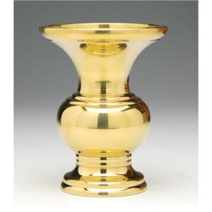花立 真鍮製 花瓶 京丸型 無地 磨 フッ素加工 4.0号 中型 約12cm 4寸
