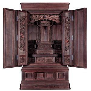 仏壇唐木仏壇「孔雀SON　古代仕上総練」30号本黒檀・紫檀仏具Cセット付 唐木仏壇床置型唐木大型仏具セット付四尺五寸〜一間仏間向