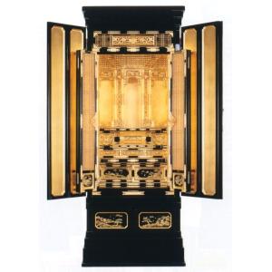 金仏壇：京型台付仏壇20号浄土用腰付障子並京金具ランマ粉仕上（仏具別