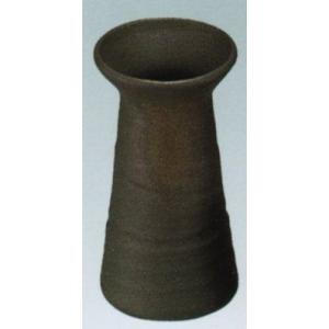 花立 花瓶 小型 陶器製 仏具 鉄釉 花立 大 ...の商品画像
