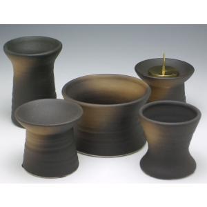 仏具セット 6具足 真鍮製 DC 花鳥模様付 六具足 3.5号 色付 （黒茶色