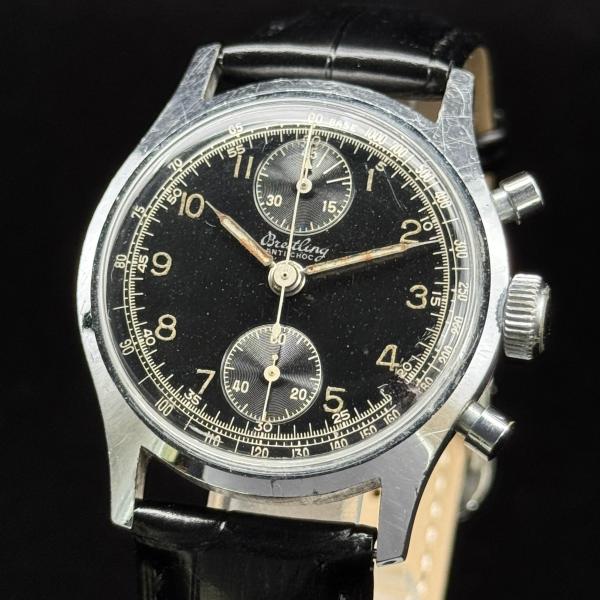 ブライトリング　ＢＲＥＩＴＬＩＮＧ　Ｒｅｆ．１７４　黒文字盤　クロノグラフ　手巻き　ヴィンテージ
