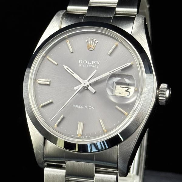 ロレックス　ＲＯＬＥＸ　６６９４　５７番　オイスターデイト　プレシジョン　グレー文字盤　ＳＳ　手巻き