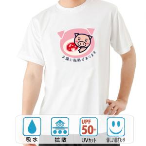 おもしろtシャツ ドライ 和柄 開運 元祖豊天商店 やさしく扱ってください お腹に脂肪があります 半袖 美豚 B01｜bu-den