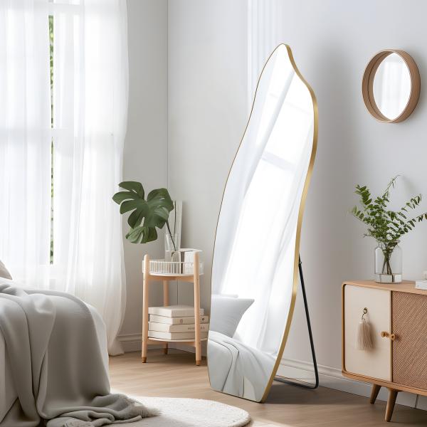鏡 スタンドミラー 全身 姿見鏡 全身鏡 ウェーブミラー 韓国 モダン 玄関 かがみ おしゃれ 大型...