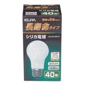 （まとめ） ELPA 長寿命シリカ電球 40W形 E26 ホワイト LW100V38W-W 〔×35セット〕[21]｜bucklebunny