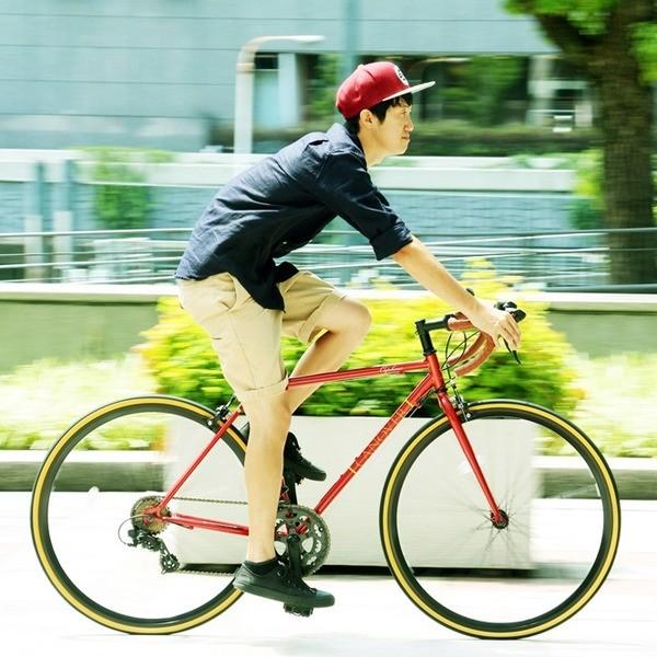 ロードバイク 700c（約28インチ）/レッド(赤) シマノ14段変速 軽量 重さ11.5kg 〔O...