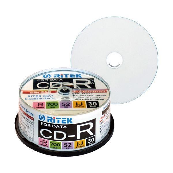（まとめ）RITEK データ用CD-R 700MB1-52倍速 ホワイトワイドプリンタブル スピンド...