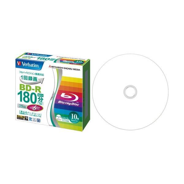 (まとめ) バーベイタム 録画用BD-R 130分1-6倍速 ホワイトワイドプリンタブル 5mmスリ...