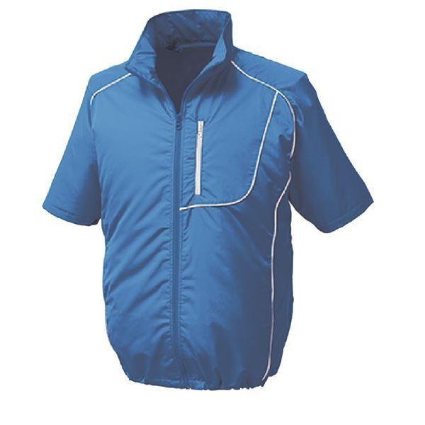 KU91720 空調服 R ポリエステル製半袖ブルゾン 服のみ ブルー×ホワイト 4L[21]