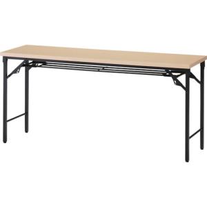 ＴＲＵＳＣＯ 折りたたみ会議テーブル １８００Ｘ４５０ＸＨ７００ 棚板付 ナチュラルの商品画像