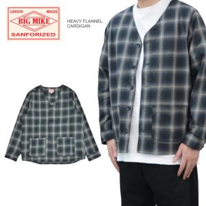 BIG MIKE ビッグマイク カーディガン HEAVY FLANNEL CARDIGAN ヘビーフランネル カーディガン ネルシャツ チェックシャツ M-XL 102236100｜buddy-stl