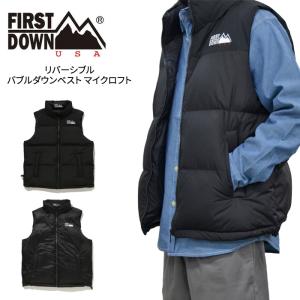 FIRST DOWN USA ファーストダウン ダウンベスト BUBBLE DOWN VEST MICROFT バブルダウンベスト マイクロフト リバーシブル メンズ M-L ブラック F542002｜buddy-stl