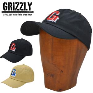 GRIZZLY グリズリー キャップ MIDFIELD DAD HAT CAP 帽子 ストラップバックキャップ 6パネルキャップ ブラック カーキ｜buddy-stl