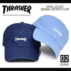 THRASHER スラッシャー MAG LOGO DENIM SPORTS CAP キャップ STRAPBACK CAP 6パネルキャップ デニム ストラップバックキャップ 帽子 バーゲン｜buddy-stl