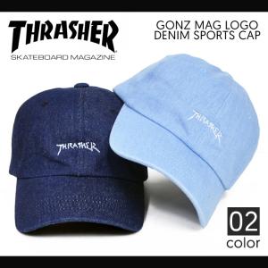 THRASHER スラッシャー GONZ MAG LOGO DENIM SPORTS CAP キャップ STRAPBACK CAP 6パネルキャップ デニム ストラップバックキャップ 帽子 バーゲン｜buddy-stl