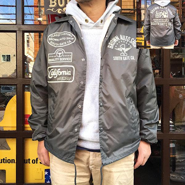 コーチジャケット 裏ボア付き  BUDDY ウィンドブレーカー BROWN AUTO ナイロンジャケ...