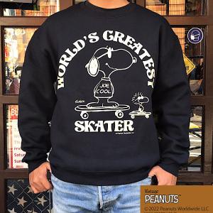 スヌーピー PEANUTS SNOOPY JOE COOL クルーネックスエット WORLD'S GREATEST SKATER BUDDY 別注 ピーナッツ メンズ レディース ユニセックス おしゃれ アメカジ｜buddy-us-clothing