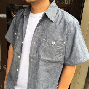 半袖 シャンブレーシャツ ネイビー BUDDYオリジナル SPRINGFORD アメカジ メンズ ワークシャツ SHORT SLEEVES CHAMBRAY SHIRT｜buddy-us-clothing