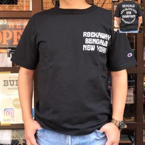 Champion 別注 チャンピオン アメリカ製 ブラック Tシャツ T1011 MADE IN U.S.A. Tシャツ ROCKAWAY BENGALS ティーテンイレブン アメカジ｜buddy-us-clothing