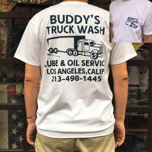 フルーツオブザルーム BUDDY × FRUIT OF THE LOOM BUDDY'S TRUCK WASHＴシャツ 半袖 メンズ レディース ユニセックス カレッジTシャツ ホワイト アメカジ｜buddy-us-clothing