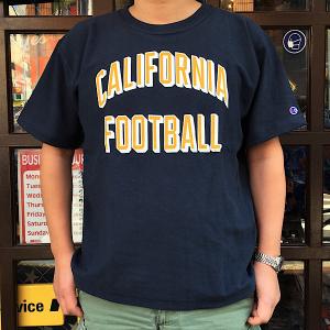 Champion チャンピオン リバースウィーブTシャツ CALIFORNIA FOOTBALL C3-X333 アメカジ 半袖シャツ メンズ RW SHORT SLEEVE T-SHIRT ネイビー｜buddy-us-clothing