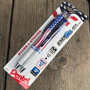 Pentel ぺんてる 星条旗 ゲルインクボールペン Stars & Stripes USA FLAG  アメリカ USA ペンテル Energel RTX LIQUID GEL PEN 0.7mm Medium Black INK 2本｜buddy-us-clothing