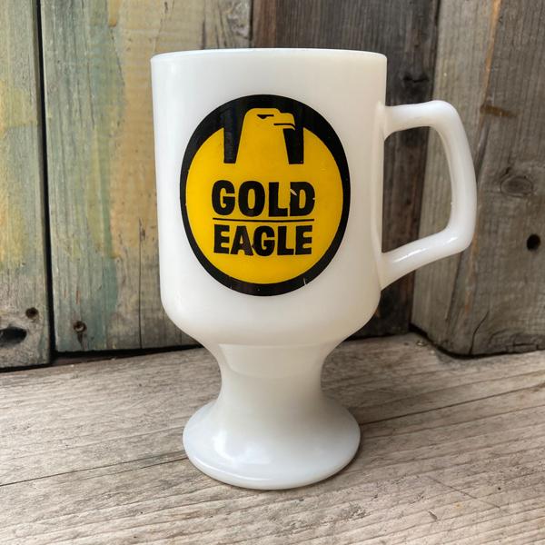 ビンテージ USED ミルクガラス フッテッドマグ GOLD EAGLE アンティーク レトロ  コ...