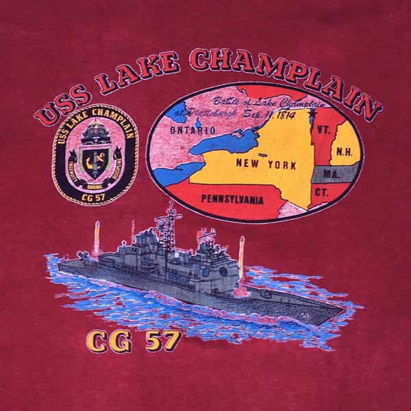 USS LAKE CHAMPLAIN CG 57 アメリカ海軍艦船 USED 古着 Ｔシャツ Mサイ...