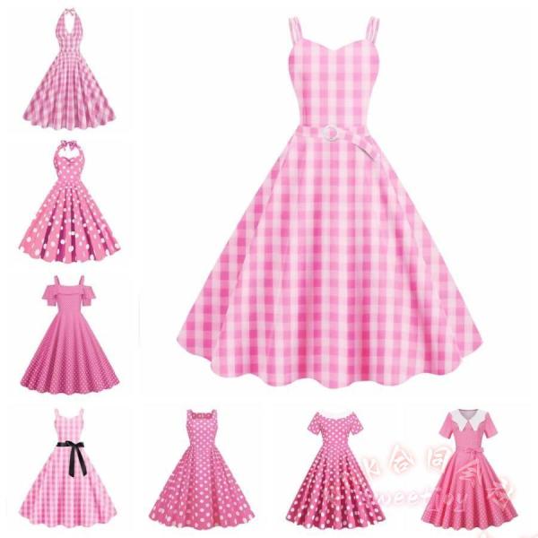 ピンクレトロスイングワンピースロカビリー50年代 結婚式お呼ばれ謝恩会披露宴オールシーズンダンス着痩...