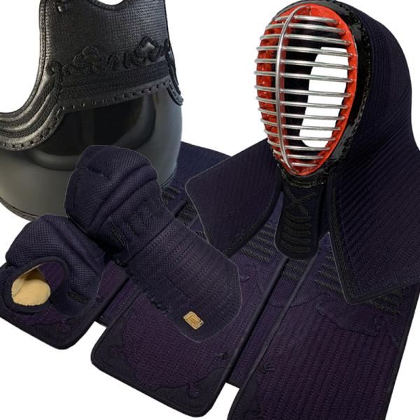 剣道 防具セット 面 胴 甲手 垂 8mm/2mm ハイブリッド刺 面紐 面乳革 胴紐付 龍 大真