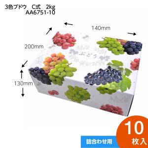 【3色 ブドウ C式】 10枚入　2kg用 ギフト箱 ギフト箱 ぶどう 3種類 〜 4種類 の 詰め合わせ ぶどう箱 ぶどう専用箱　（AA6751-10）