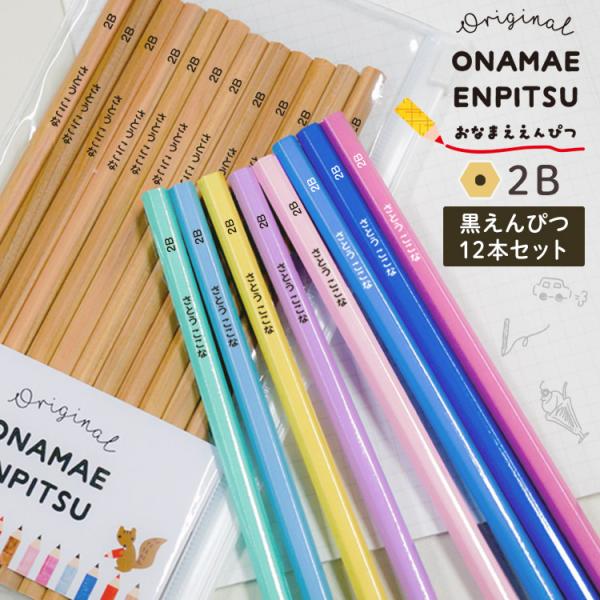名入れ鉛筆 ナチュラル パステル ビビッド 12本 1ダース 2B ケース付属 シンプル ポイント利...