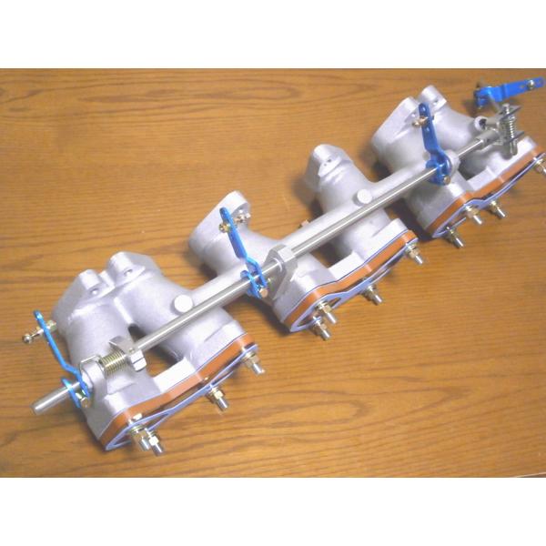 L型エンジン/40-45パイ用インテークマニホールド新品ロッド式/ソレックスSOLEXウェバーWEB...