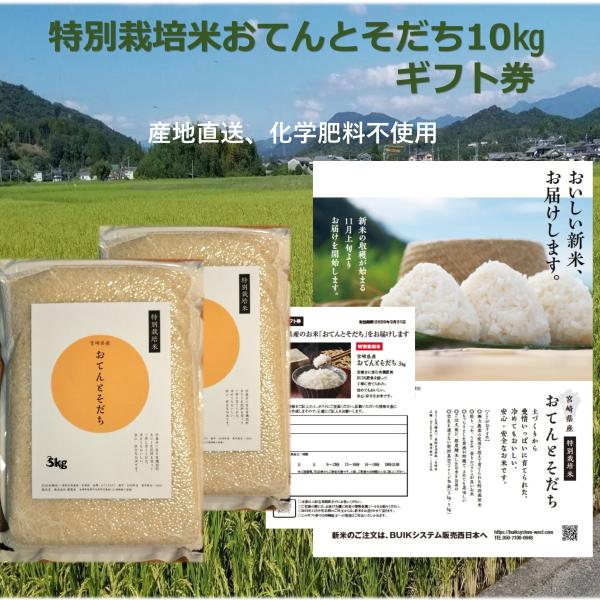 令和6年産 お米 ギフト券 特別栽培米おてんとそだち10kg(5kg×2) 宮崎産産地直送 お祝い ...