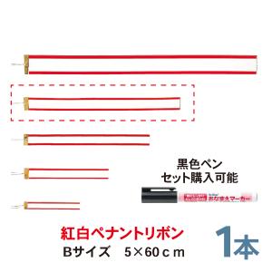 紅白ペナントリボン  Bサイズ 60cm  1本  トロフィー・カップ用リボン　ペン｜bulehands