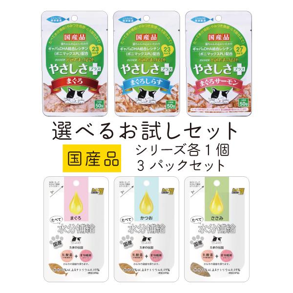 たまの伝説 選べる お試し 3個 水分補給 やさしさプラス 国産 パウチ キャットフード STIサン...