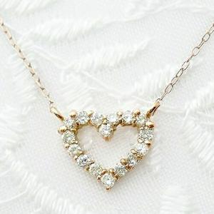 k18 ハートネックレス ダイヤモンド ハート 0.2ct オープンハート K18