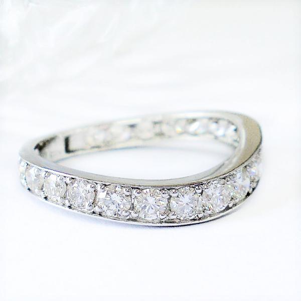 Pt900 エタニティ リング  ダイヤモンド 1.00ct ハーフエタニティ プラチナ S字 指輪...
