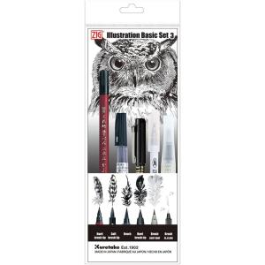 呉竹 筆ペン ZIG ILLUSTRATION BASIC 5本セット IKTB-22/5V　【全国...