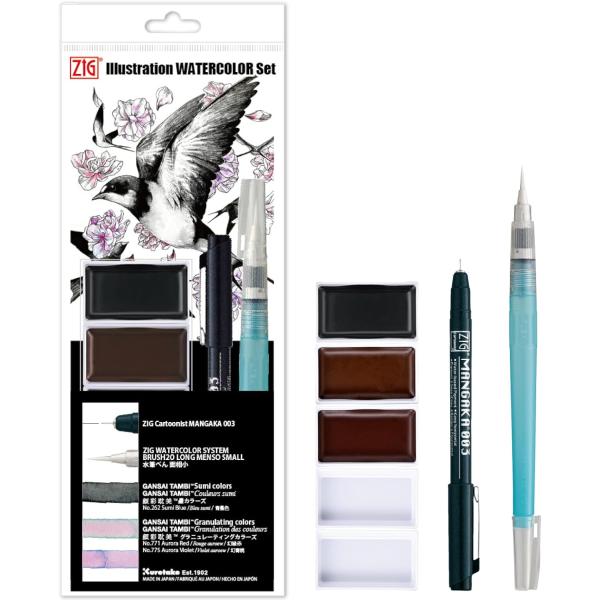 呉竹 ZIG ILLUSTRATION WATERCOLOR SET 顔彩セット IKTB-25/7...