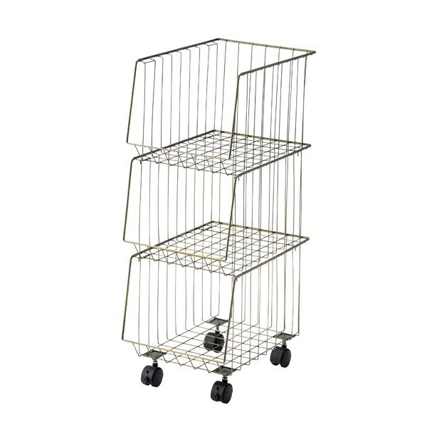 スタッキングワゴン3D ゴールド W26.5×D37.5×H73cm AKB-438AGD 積み重ね...