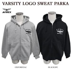 【店内全品ポイント5倍】ジップアップパーカー AVIREX アビレックス 6123467 VARSITY LOGO SWEAT PARKA スウェットパーカー  裏起毛｜bumpstore