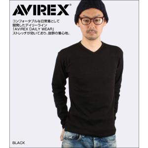 【店内全品ポイント5倍】AVIREX アヴィレックス 6153480 783-5930005 長袖Tシャツ Vネック カットソー ロンT メンズ｜bumpstore